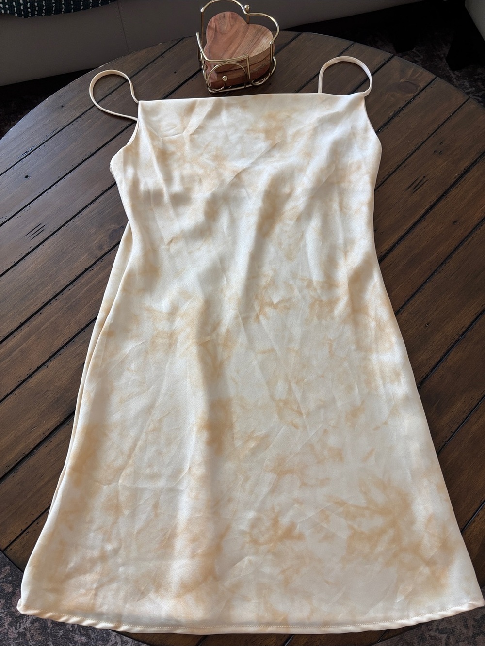 Audrey 3+1 Cream Slip Dress with Tan Tie-Dye